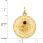 Load image into Gallery viewer, 14K Yellow Gold Happy Birthday Disc Charm Pendant with CZ Flower
