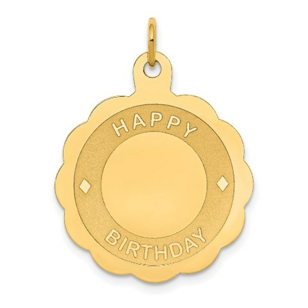14K Yellow Gold Happy Birthday Disc Pendant