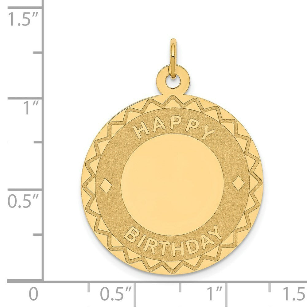 14K Yellow Gold Happy Birthday Charm Pendant