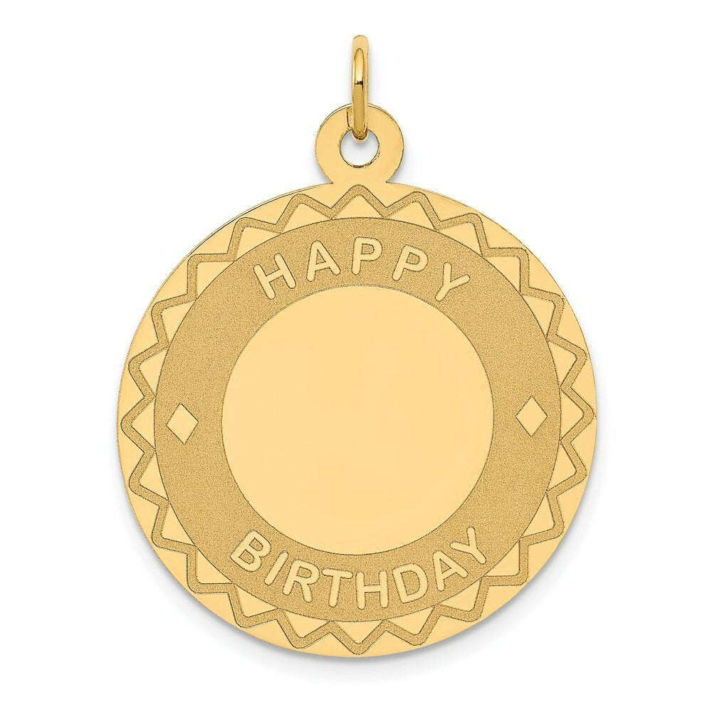 14K Yellow Gold Happy Birthday Charm Pendant