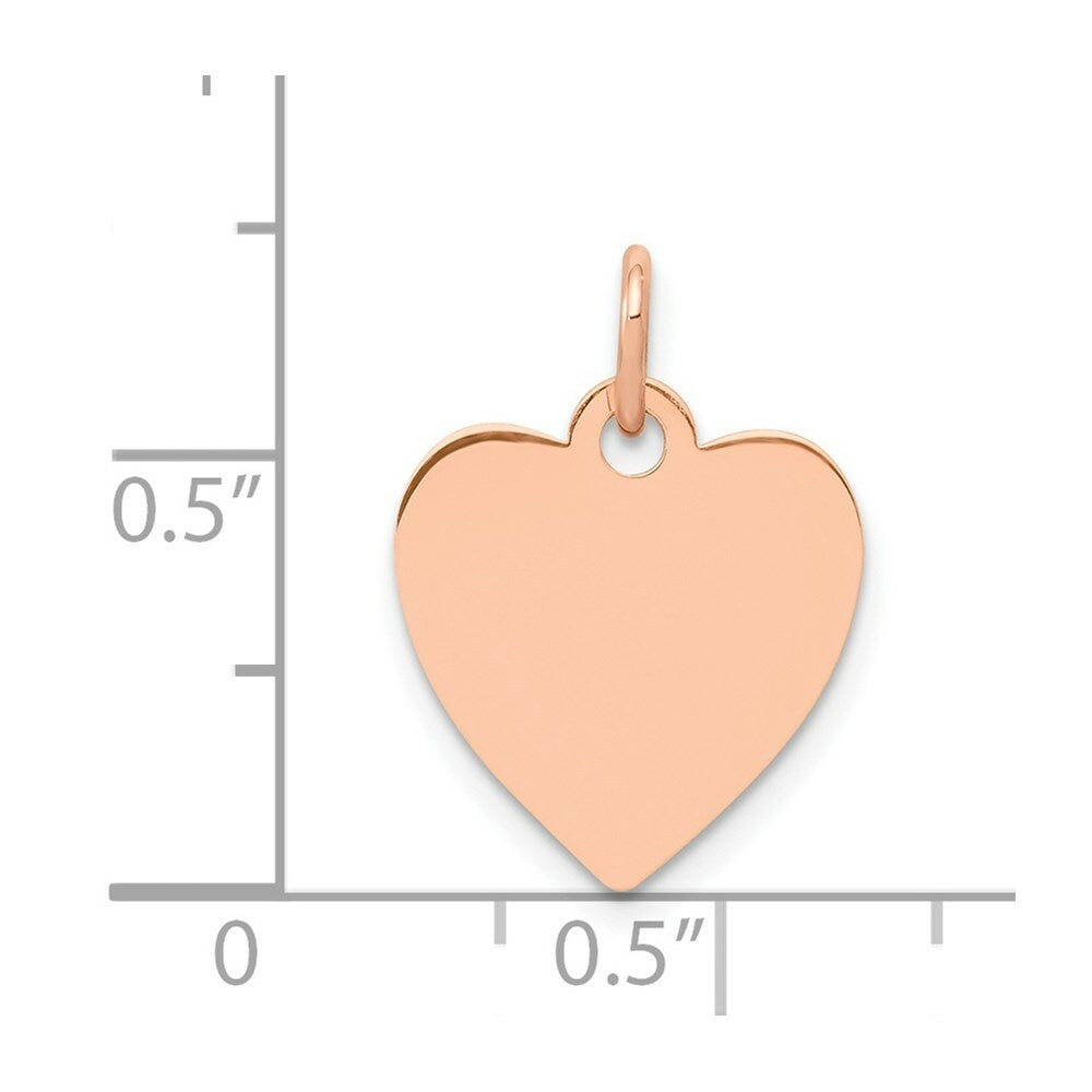 14K Rose Gold Heart Disc Charm Pendant Pendant