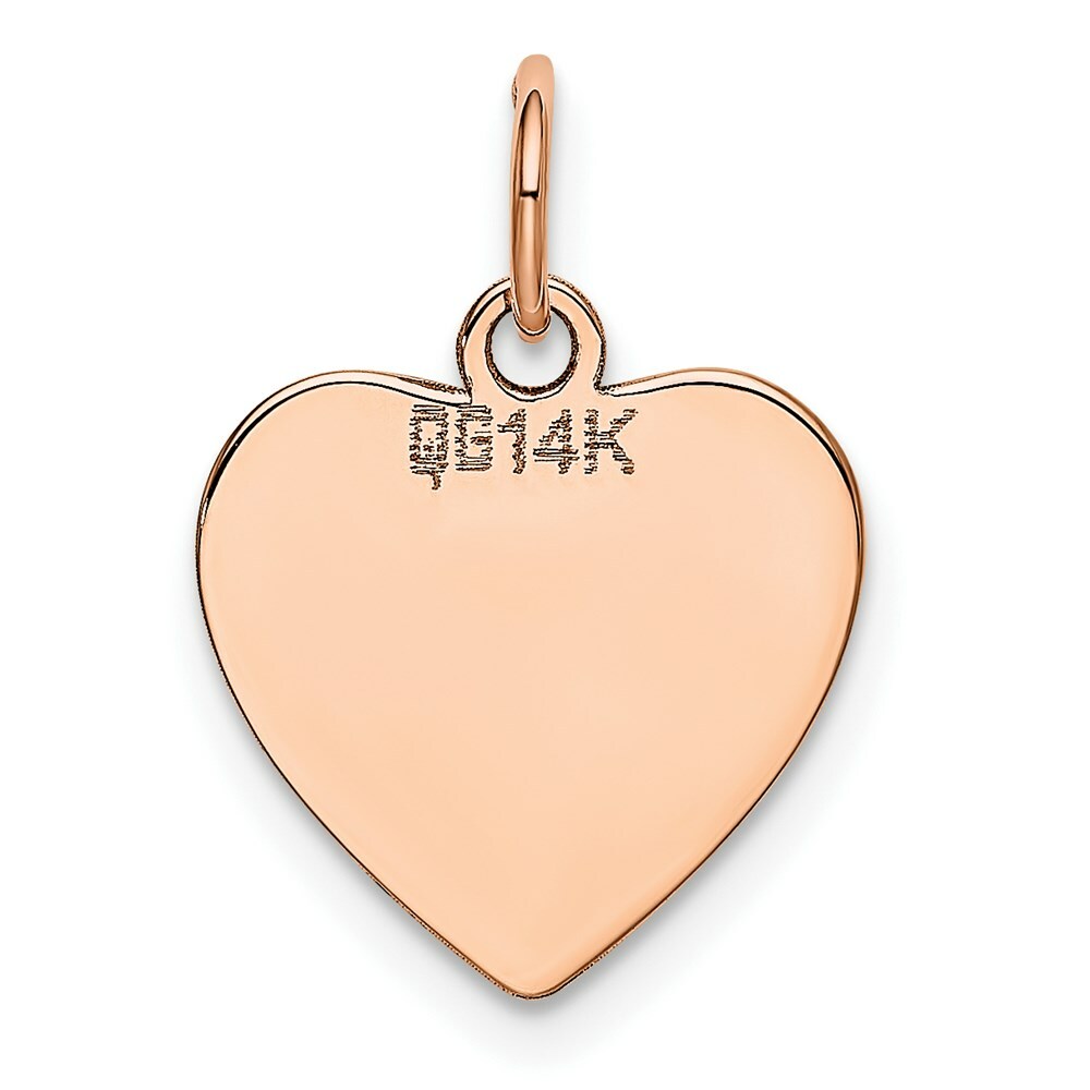 14K Rose Gold Heart Disc Charm Pendant Pendant