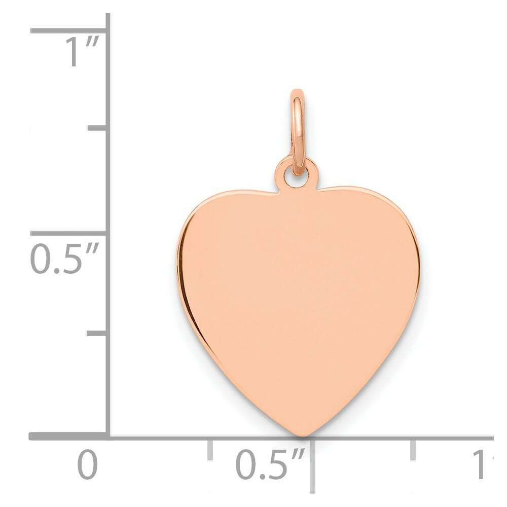 14K Rose Gold Heart Disc Charm Pendant Pendant