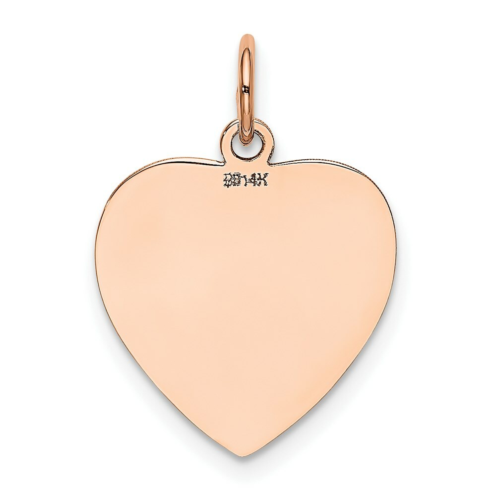 14K Rose Gold Heart Disc Charm Pendant Pendant