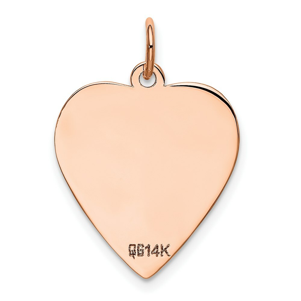 14K Rose Gold Heart Disc Charm Pendant Pendant