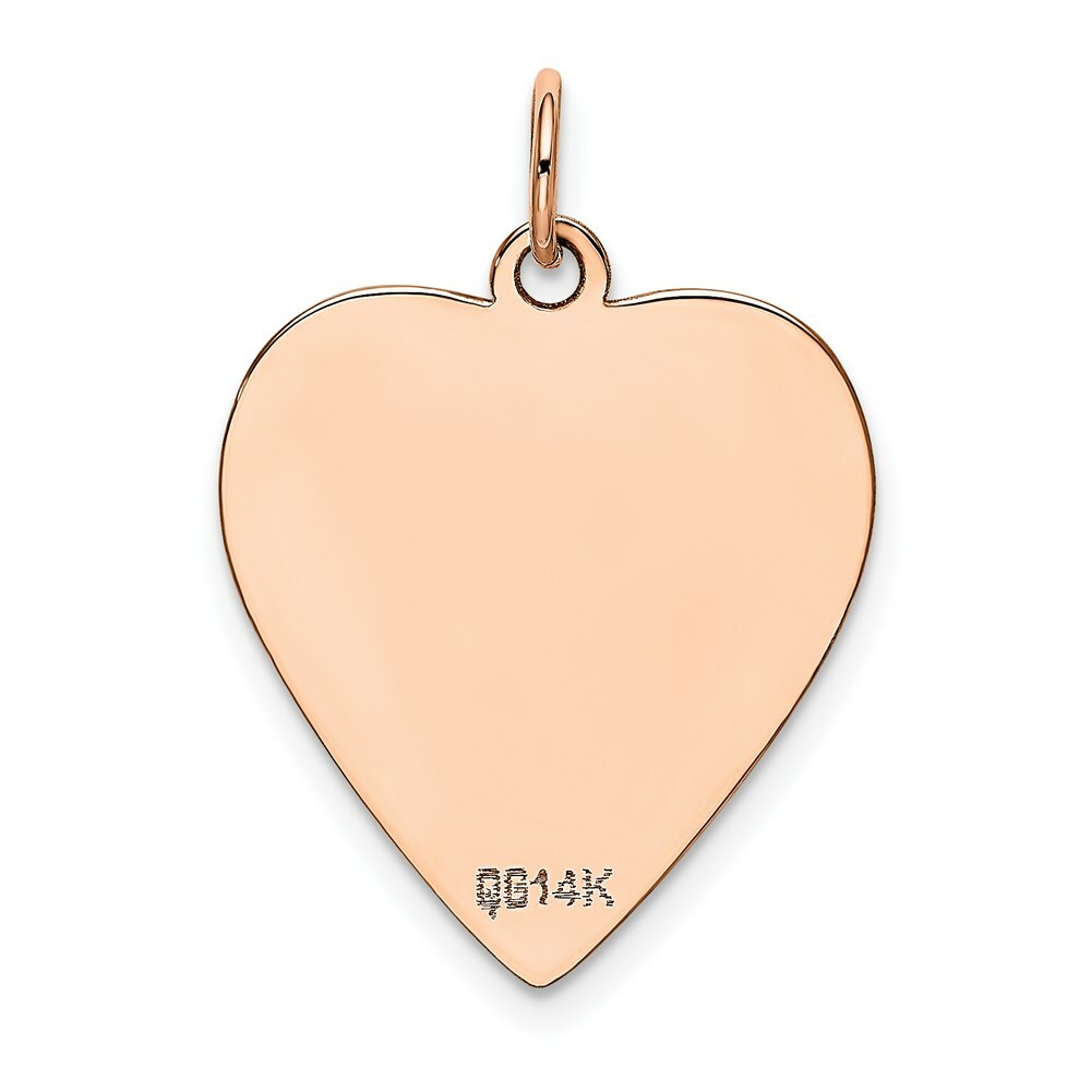 14K Rose Gold Heart Disc Charm Pendant Pendant