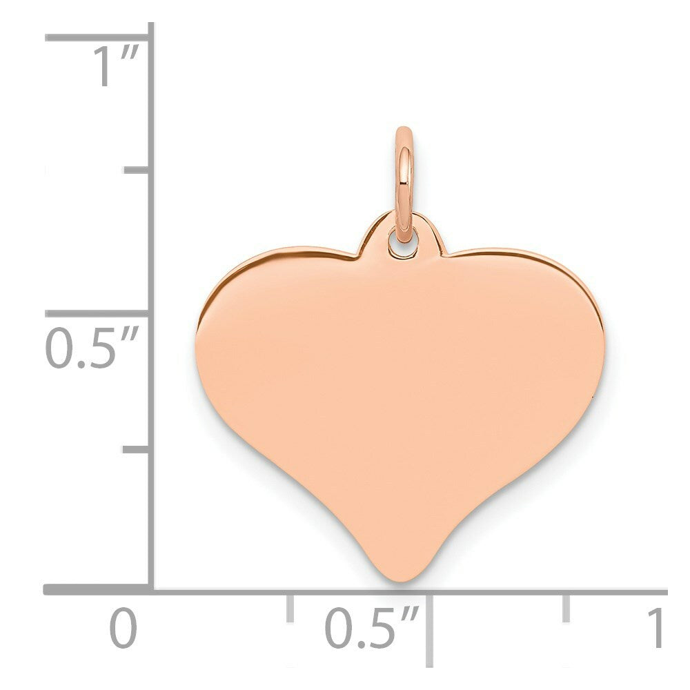 14K Rose Gold Heart Disc Charm Pendant Pendant