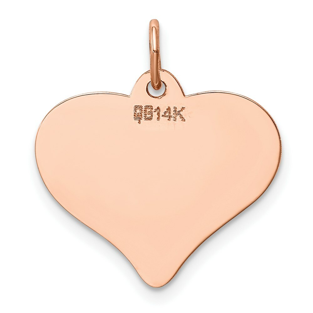 14K Rose Gold Heart Disc Charm Pendant Pendant