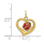 Load image into Gallery viewer, 14K Yellow Gold Enameled Ladybug in Heart Charm Pendant
