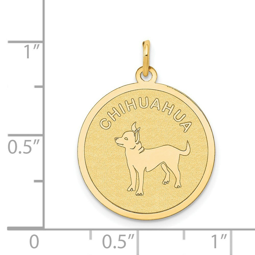 14K Yellow Gold Chihuahua Disc Charm