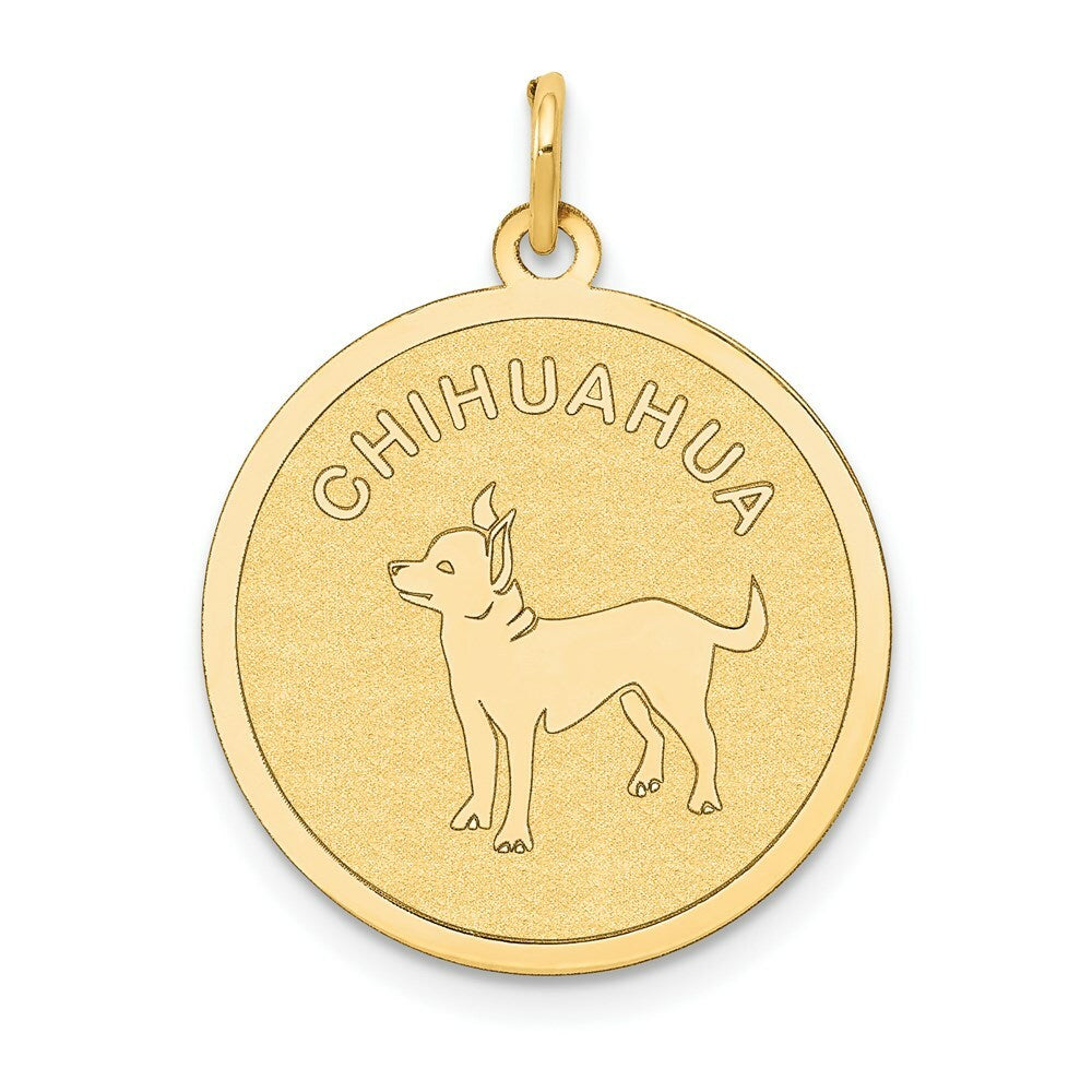 14K Yellow Gold Chihuahua Disc Charm