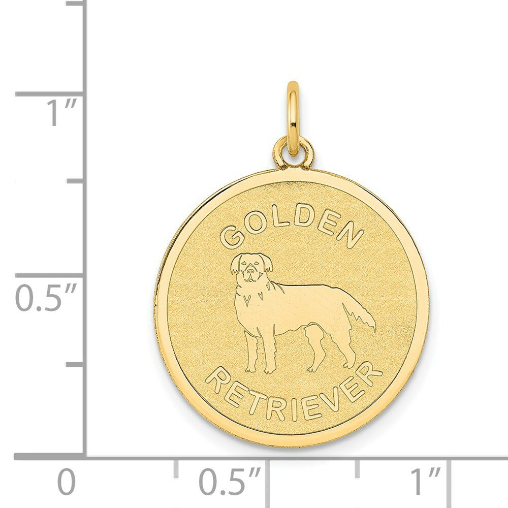 14K Yellow Golden Retriever Disc Charm