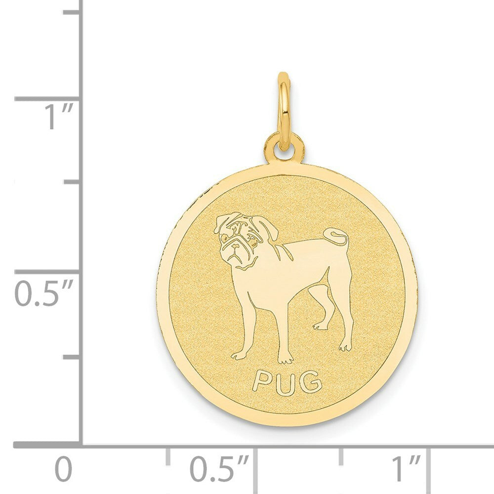 14K Yellow Gold Pug Disc Charm