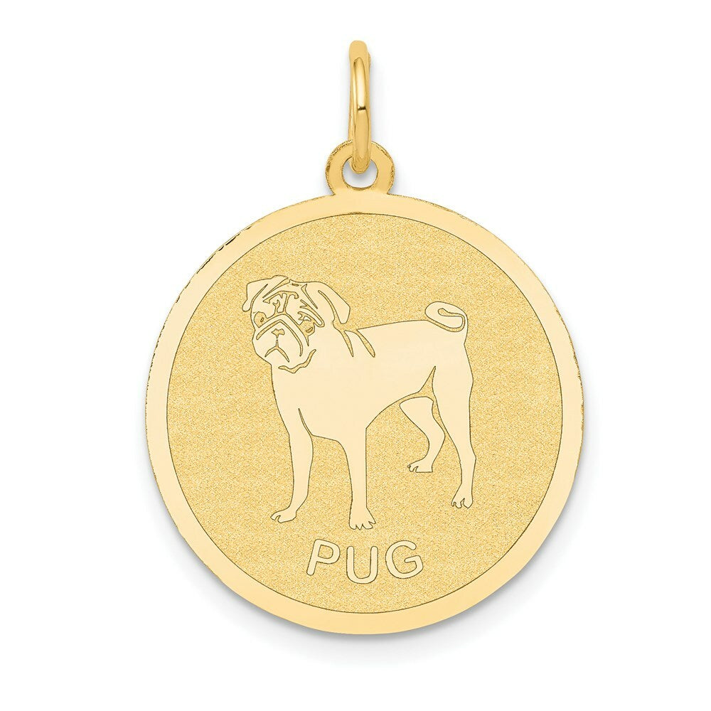 14K Yellow Gold Pug Disc Charm
