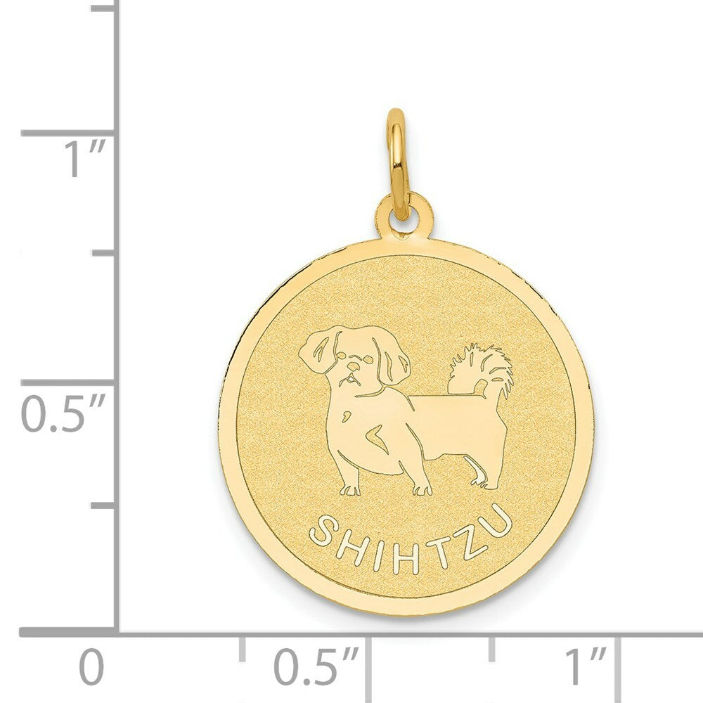 14K Yellow Gold Shih Tzu Disc Charm