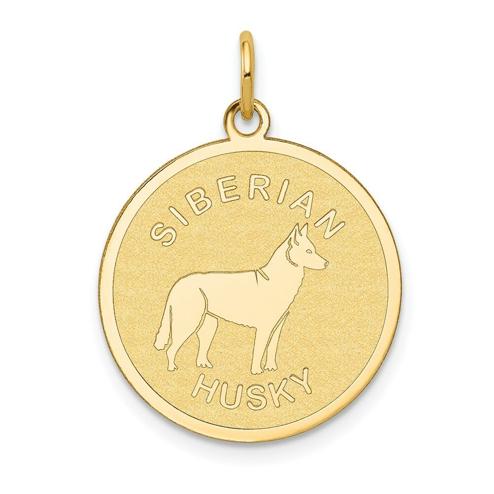 14K Yellow Gold Siberian Husky Disc Charm