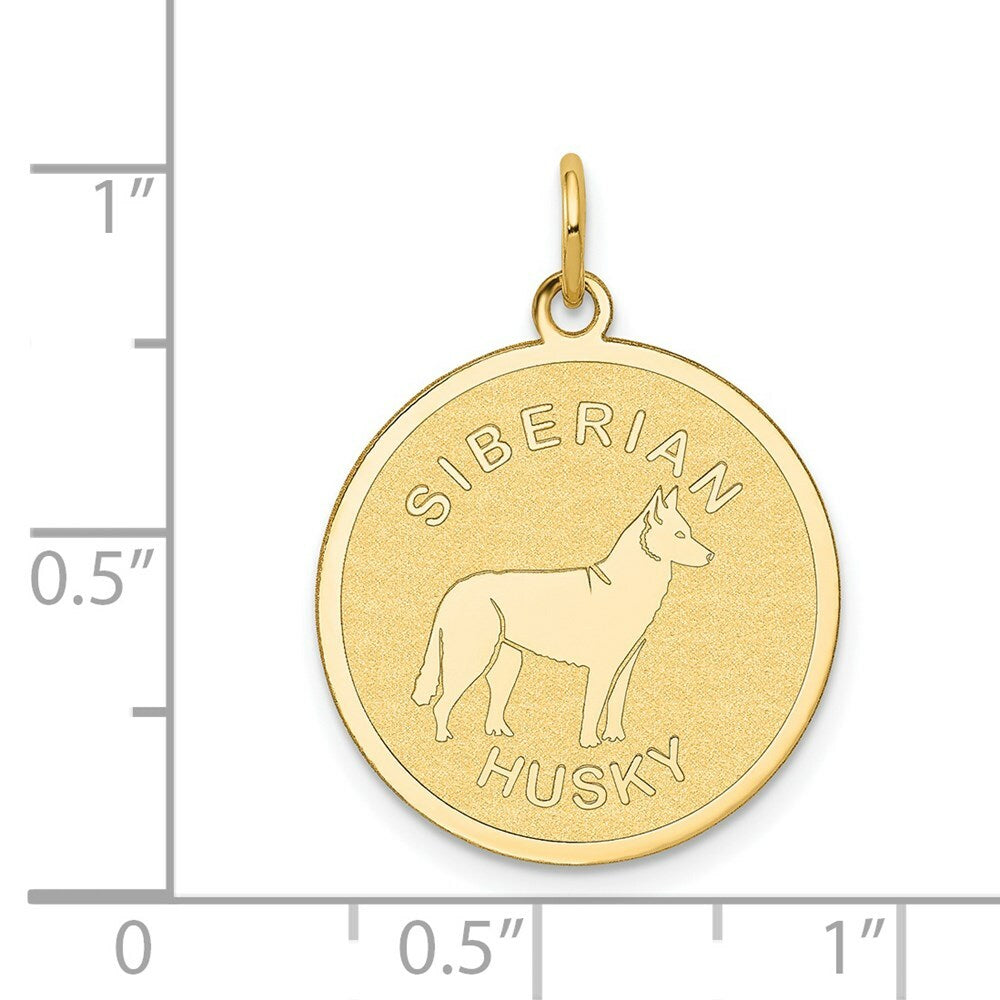 14K Yellow Gold Siberian Husky Disc Charm