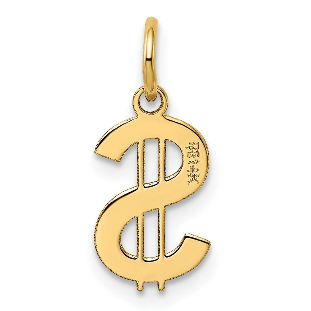 14K Yellow Gold Polished Dollar Sign Charm Pendant