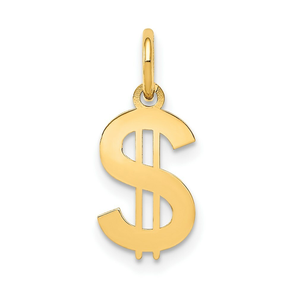 14K Yellow Gold Polished Dollar Sign Charm Pendant