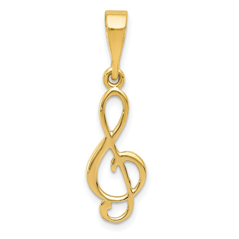 14K Yellow Gold Treble Clef Charm Pendant