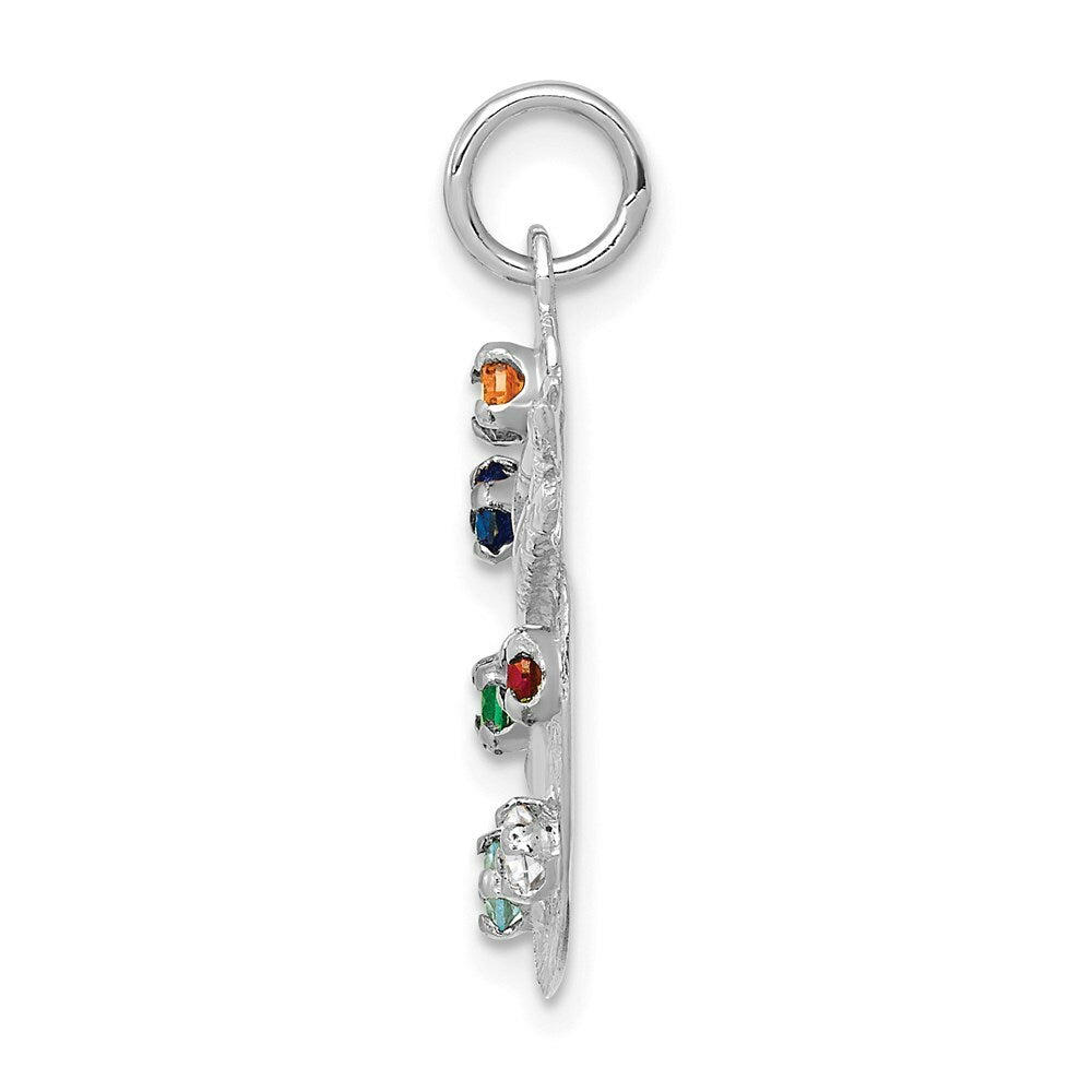 14K White Gold Artist Palette with CZ Stones Charm
