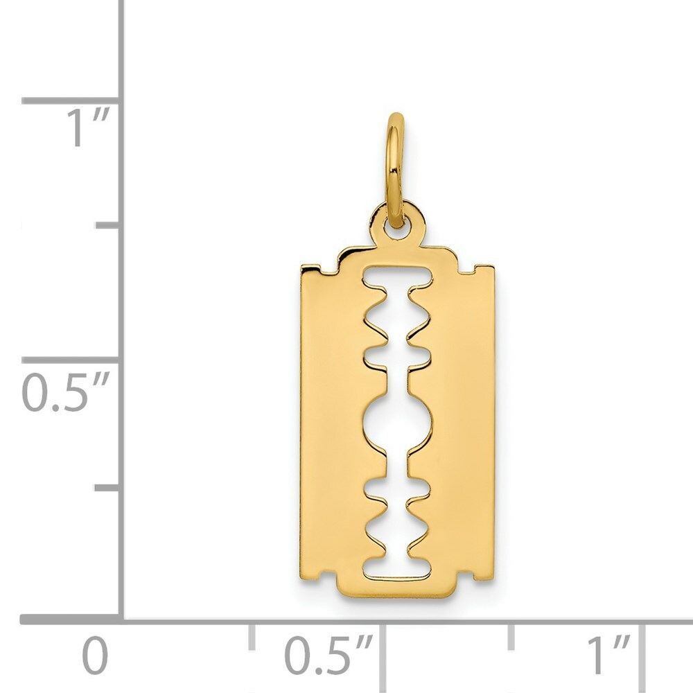 14K Yellow Gold Polished Razor Blade Charm