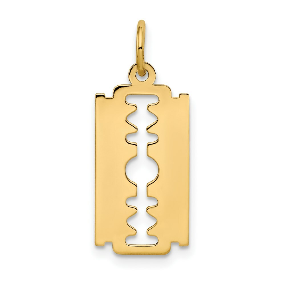 14K Yellow Gold Polished Razor Blade Charm