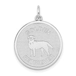 Load image into Gallery viewer, 14K White Gold Polished Engravable Golden Retriever Disc Charm
