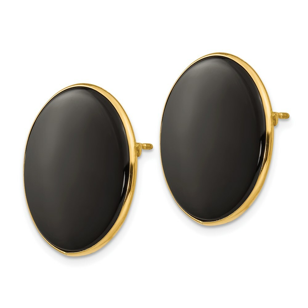 14K Yellow Gold Black Onyx Earrings
