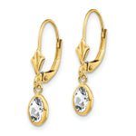 Load image into Gallery viewer, 14K 6x4 Oval Bezel April/White Zircon Leverback Earrings
