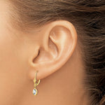 Load image into Gallery viewer, 14K 6x4 Oval Bezel April/White Zircon Leverback Earrings

