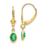 Load image into Gallery viewer, 14K 6x4 Oval Bezel May/Emerald Leverback Earrings
