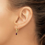 Load image into Gallery viewer, 14K 6x4 Oval Bezel June/Rhodolite Leverback Earrings
