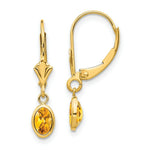 Load image into Gallery viewer, 14K 6x4 Oval Bezel November/Citrine Leverback Earrings
