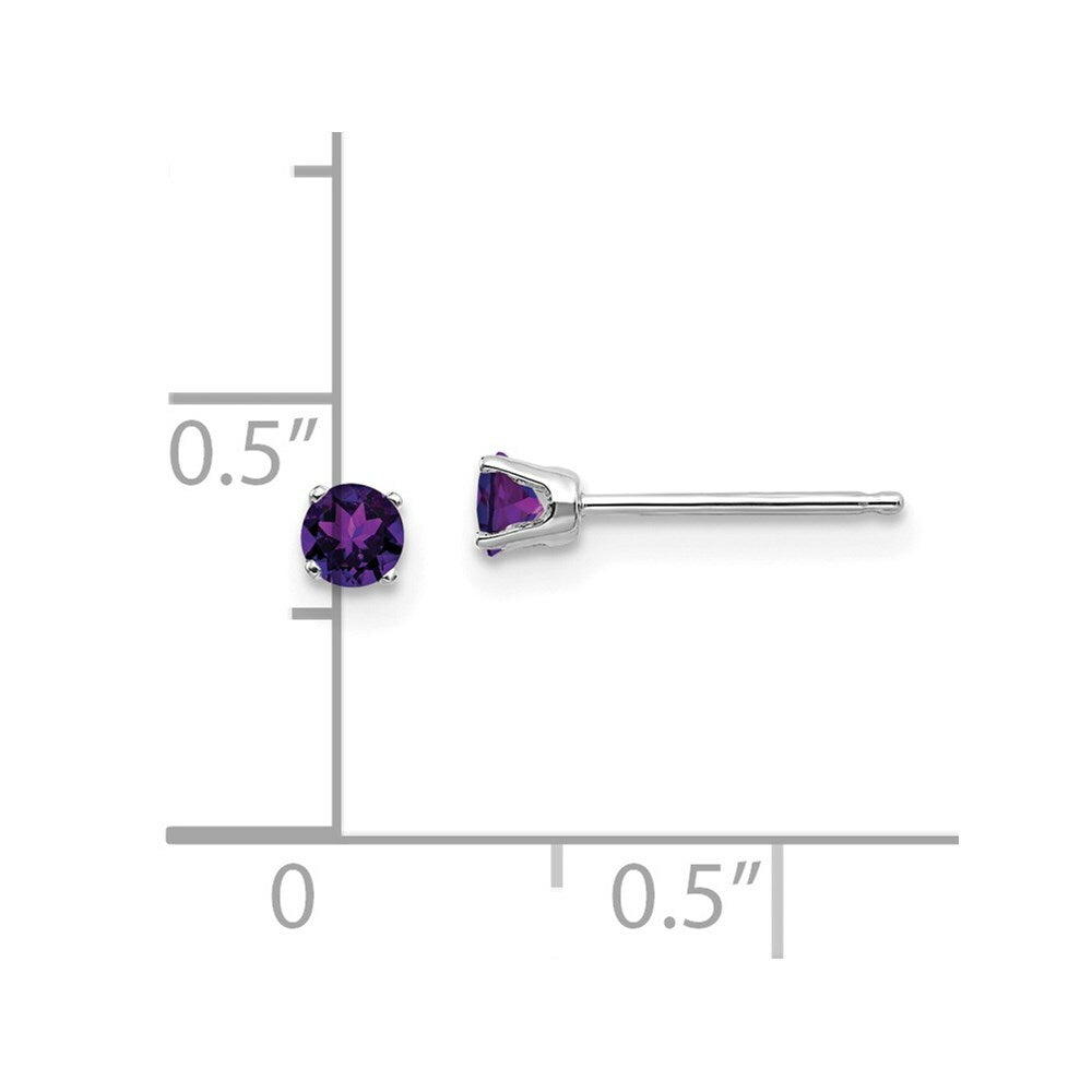 14K White Gold 3mm Amethyst Stud Earrings 0.22-Carat tw