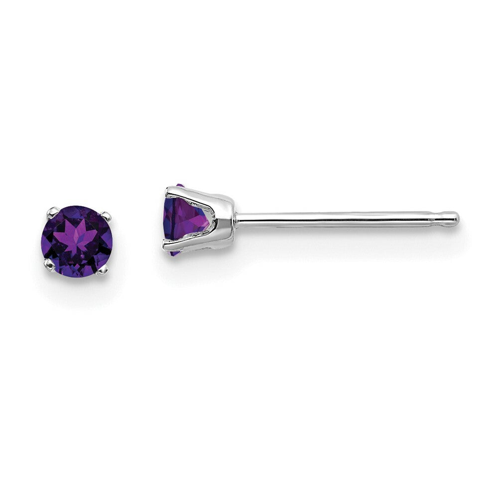 14K White Gold 3mm Amethyst Stud Earrings 0.22-Carat tw