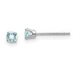 Load image into Gallery viewer, 14K White Gold 3mm Aquamarine Stud Earrings 0.2-Carat tw
