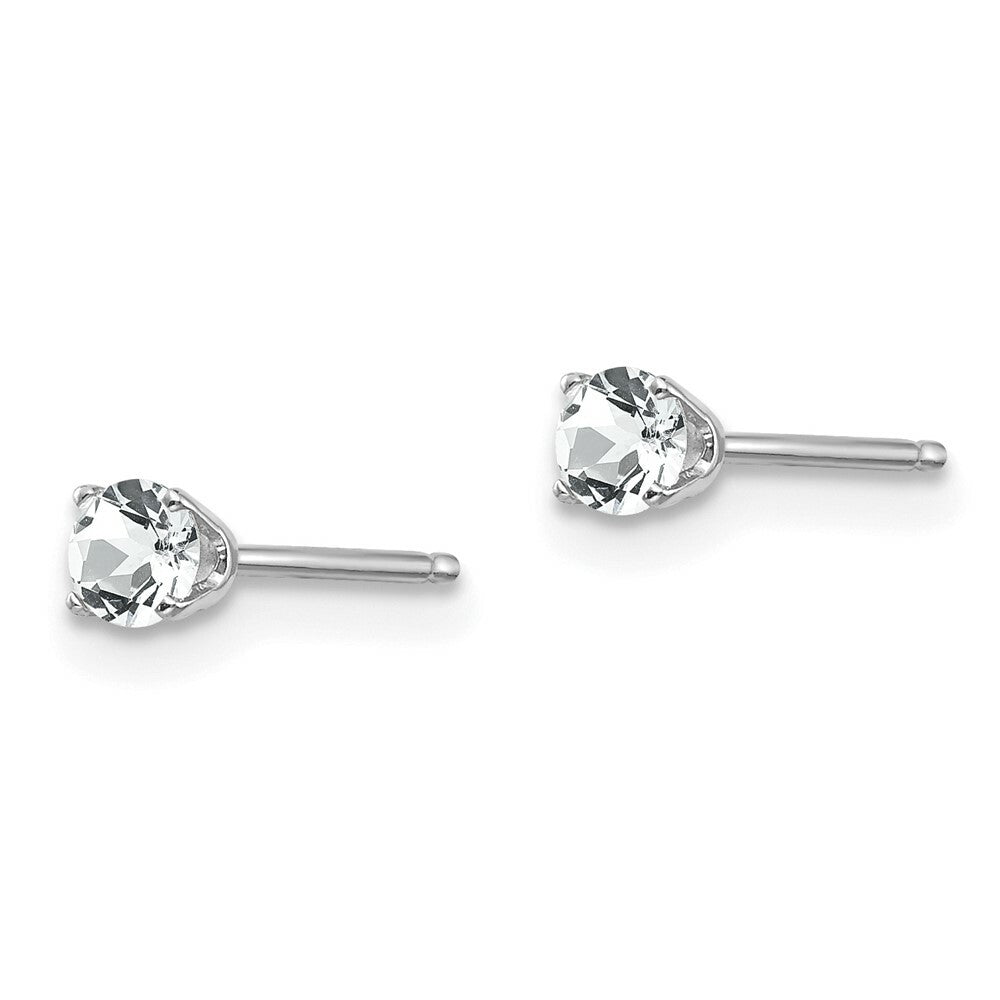 14K White Gold 3mm White Topaz Stud Earrings 0.3-Carat tw