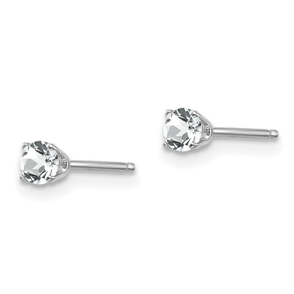 14K White Gold 3mm White Topaz Stud Earrings 0.3-Carat tw