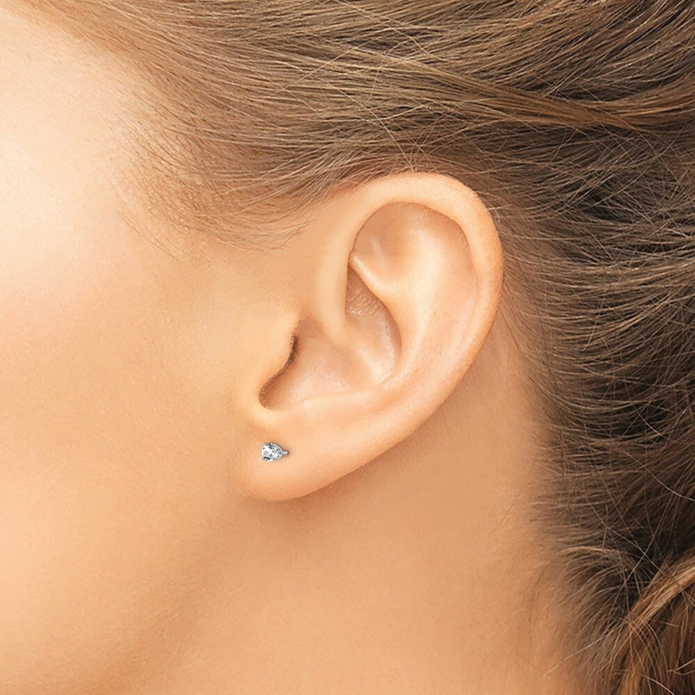 14K White Gold 3mm White Topaz Stud Earrings 0.3-Carat tw