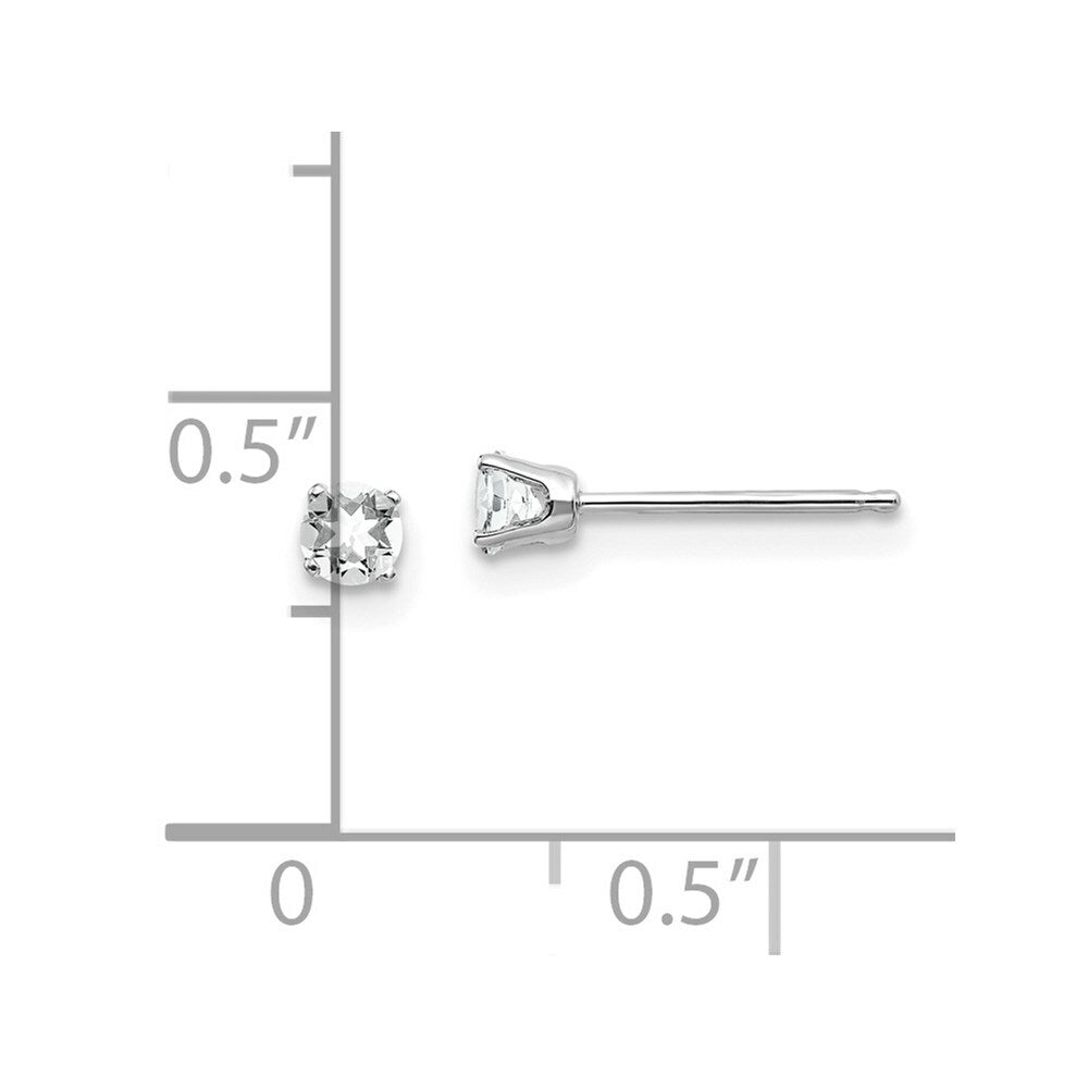 14K White Gold 3mm White Topaz Stud Earrings 0.3-Carat tw