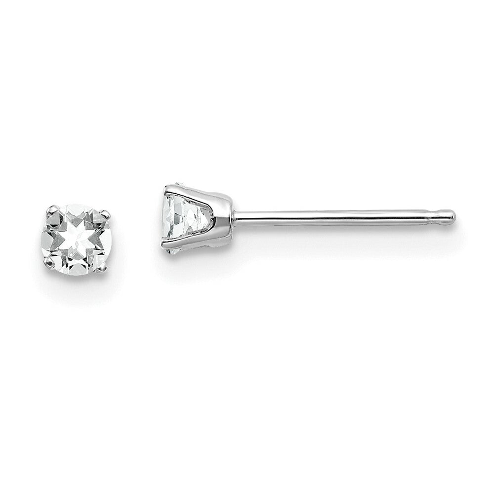 14K White Gold 3mm White Topaz Stud Earrings 0.3-Carat tw