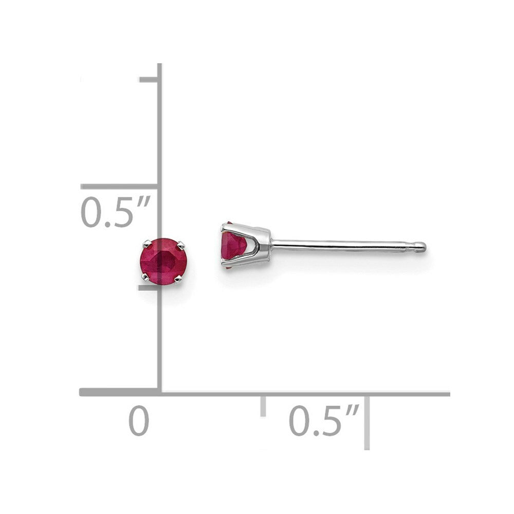 14K White Gold 3mm Ruby Stud Earrings 0.34-Carat tw
