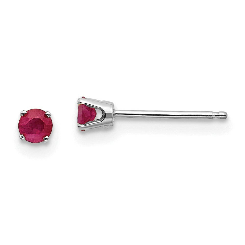 14K White Gold 3mm Ruby Stud Earrings 0.34-Carat tw