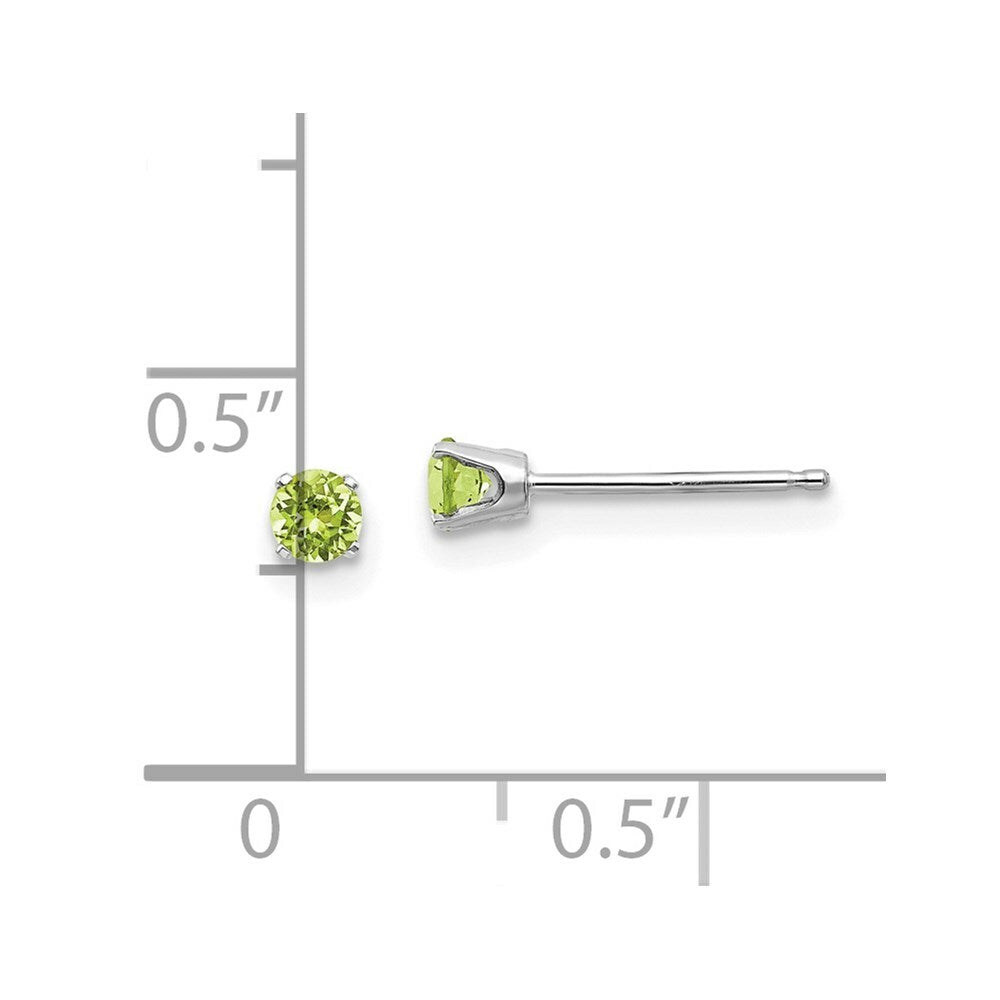 14K White Gold 3mm Peridot Stud Earrings 0.24-Carat tw