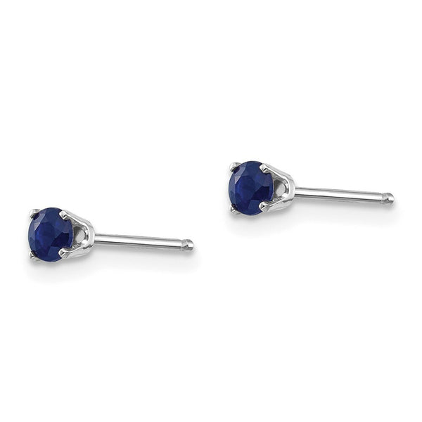 14K White Gold 3mm Sapphire Stud Earrings 0.38-Carat tw