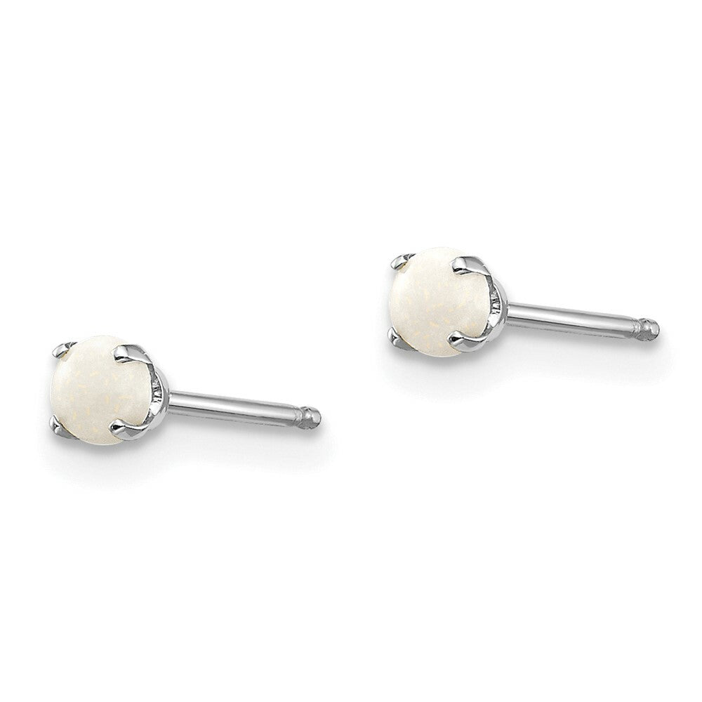 14K White Gold 3mm Opal Stud Earrings 0.16-Carat tw