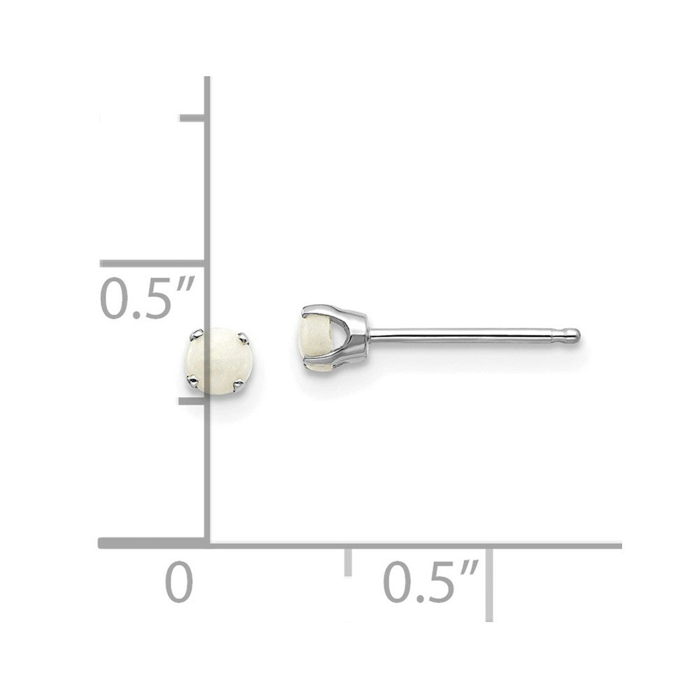 14K White Gold 3mm Opal Stud Earrings 0.16-Carat tw