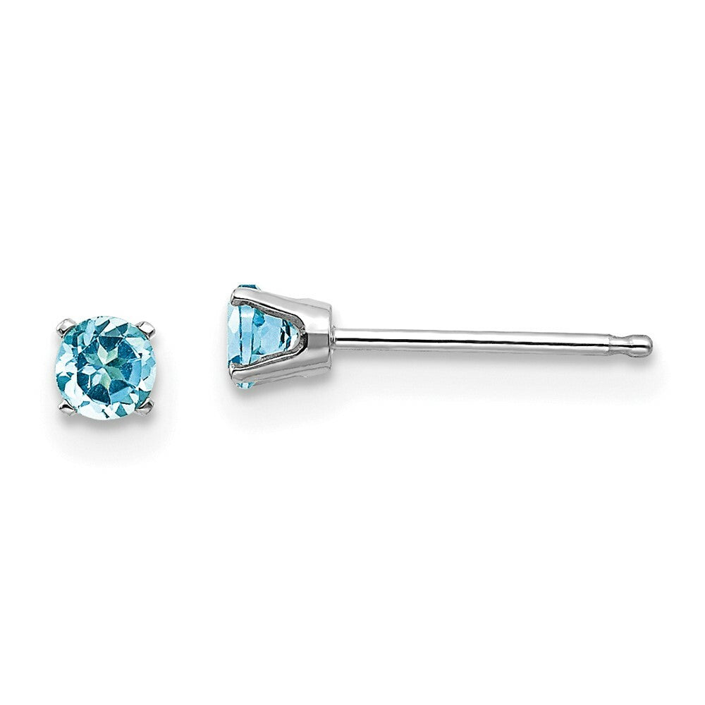 14K White Gold 3mm Blue Topaz Stud Earrings 0.3-Carat tw