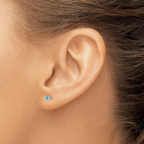 14K White Gold 3mm Blue Topaz Stud Earrings 0.3-Carat tw